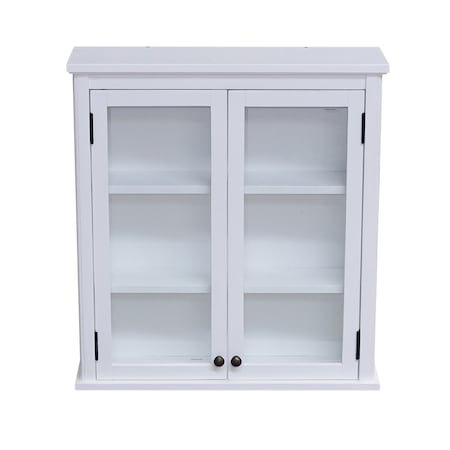 Alaterre Furniture Dorset 27"W x 29"H Wall Mounted Bath Storage Cabinet with Glass Cabinet Doors ANVA73WH